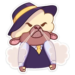 😤 sheep, cartoon, animal, hat, suit telegram sticker