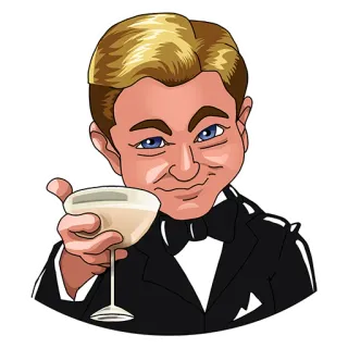 🥂 ผู้ชาย, การ์ตูน, ทักซิโด้, เครื่องดื่ม, ค็อกเทล, ปาร์ตี้, ชนแก้ว telegram sticker