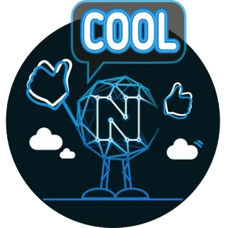 👍 COOL cool, pouce levé, géométrique, moderne, nuages telegram sticker