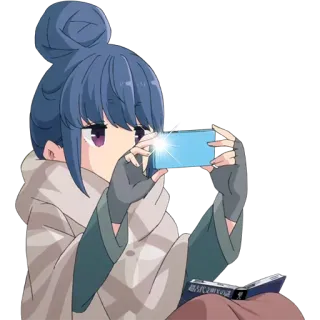 📸 anime, girl, camera, taking a picture telegram sticker