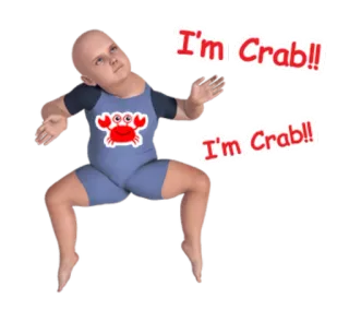 🦀 I'm Crab!! I'm Crab!! crab, baby, creepy, funny, animal whatsapp sticker