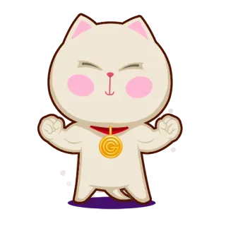 💪 cat, cartoon, muscles, strong, animal, medal telegram sticker