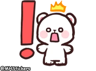 😲 @MHStickers cartoon, sticker, bear, cute, exclamation mark whatsapp sticker