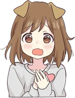 😍 Gadis anime, Telinga anjing, Kawaii, Lucu, Stiker, Anime telegram sticker