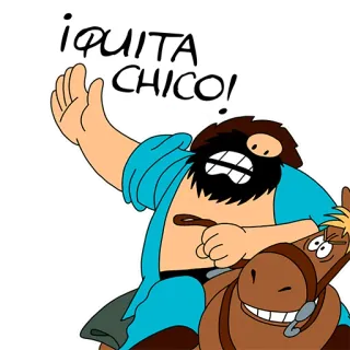 😒 ¡QUITA CHICO! การ์ตูน, ม้า, ผู้ชาย, ตลก, ทักทาย whatsapp sticker