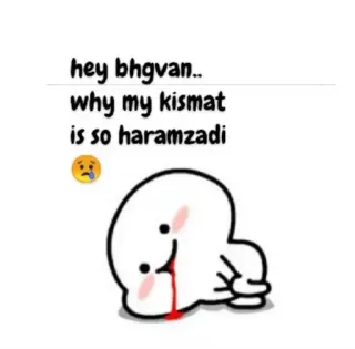 😢 hey bhgvan.. why my kismat is so haramzadi Meme, Tiếng Hindi, Sự xúc phạm, Nhân vật, Kismet, Haramzadi telegram sticker