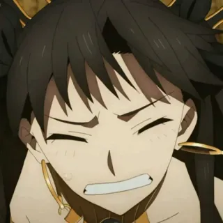 😫 Rin Tohsaka Fate/stay night anime, dibujos animados, personaje, cara, expresión, morena, chica telegram sticker