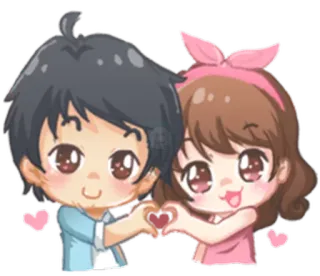 ❤ cartoon, love, couple, heart, romance, cute, valentine's day whatsapp sticker