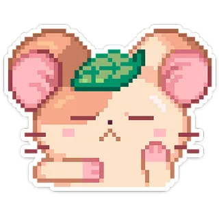 🐹 ハムスター, ピクセルアート, かわいい, カワイイ, 動物, 葉, デジタルアート, ステッカー telegram sticker
