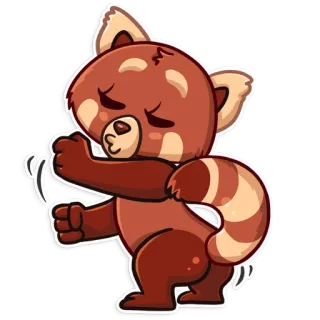 💃 panda, animal, lindo, bailando, panda rojo whatsapp sticker