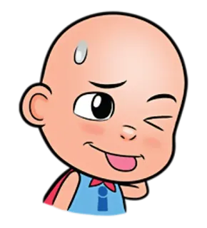 😳 Upin dessin animé, garçon, personnage, clin d'oeil, tire la langue telegram sticker