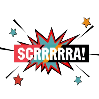 ➰ SCRRRRRA! Soundeffekt, Lautmalerei, Explosion, Comic, Cartoon telegram sticker