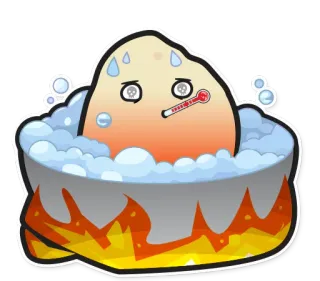 🌡 egg, thermometer, bath, hot, sick, sweating telegram sticker