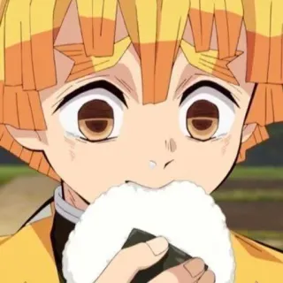 🙁 Zenitsu Agatsuma Demon Slayer Anime, Charakter, Essen, Zenitsu, Demon Slayer whatsapp sticker
