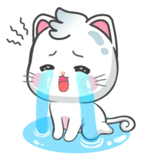 😭 cat, crying, sad, cartoon, emotion, tears, white cat telegram sticker