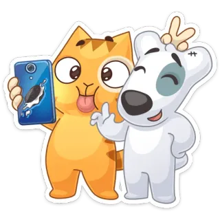 🤪 cat, dog, selfie, cartoon, middle finger, animals telegram sticker
