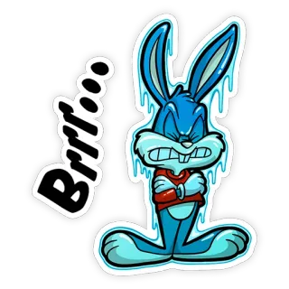 🥶 Brrrbo lapin, froid, hiver, dessin animé, autocollant telegram sticker