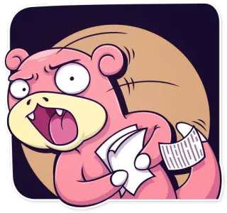 😮 Slowpoke Покемон, Слоупок, в замешательстве, мультфильм, розовый telegram sticker