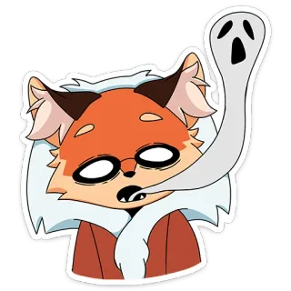 😲 狐狸, 动物, 卡通, 鬼, 烟 telegram sticker