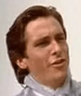 😒 Patrick Bateman American Psycho Porträt, Gesicht, Mann, Figur whatsapp sticker
