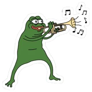 🎷 Pepe the Frog frog, pepe, trumpet, music, meme, cartoon, internet meme whatsapp sticker