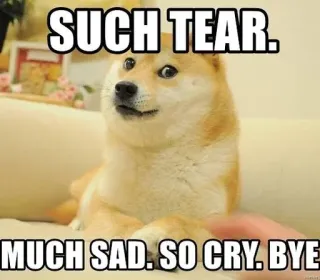 😭 Doge Doge Meme SUCH TEAR. MUCH SAD. SO CRY. BYE telegram sticker