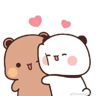 🙆‍♀ oso, mono, kawaii, abrazo, amor, dibujos animados whatsapp sticker