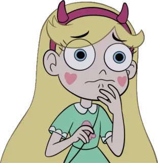 😞 Star Butterfly Star vs. the Forces of Evil การ์ตูน, เจ้าหญิง, เวทมนตร์, กังวล, คิด telegram sticker