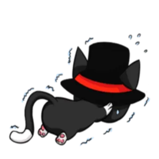 😶 gato, cartola, dab, desenho animado, gato preto, engraçado telegram sticker
