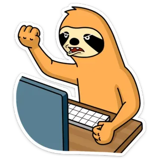💻 preguiça, desenho animado, computador, bravo, frustrado, irritado whatsapp sticker