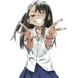 ✌️ anime, girl, peace sign, teen, cartoon telegram sticker