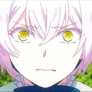 🌸 动漫, 女孩, 白发, 黄眼睛, 肖像 telegram sticker