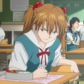 🥢 Asuka Langley Soryu Neon Genesis Evangelion anime, classroom, student, cartoon, school, character telegram sticker