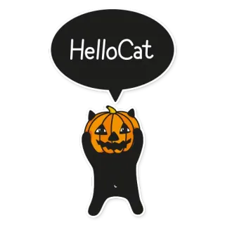 😈 HelloCat Katze, Halloween, Kürbis, Sticker, Tier, Gruß telegram sticker