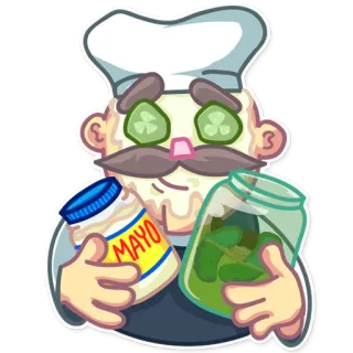 😌 MAYO chef, mayonnaise, cornichons, nourriture, cuisine telegram sticker