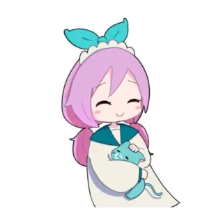 🙂 Chibi, słodki, anime, dziewczyna, kawaii, pastelowy whatsapp sticker