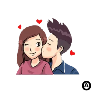 😄 beso, pareja, amor, romance, corazones telegram sticker