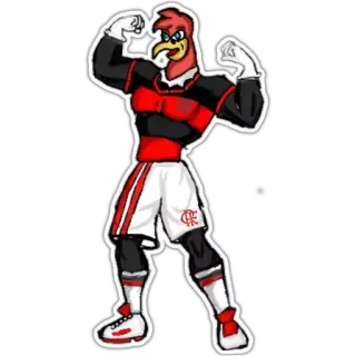💪 mascot, sports, cartoon, athlete, chicken, rooster, flamengo telegram sticker