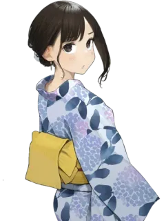 😍 Аниме, Девушка, Кимоно, Юката, Женщина, Персонаж telegram sticker