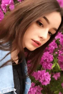 ⭐ woman, flowers, portrait, brunette, person, beauty, female telegram sticker