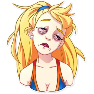 😞 blond, Frau, traurig, müde, Cartoon, Sticker telegram sticker