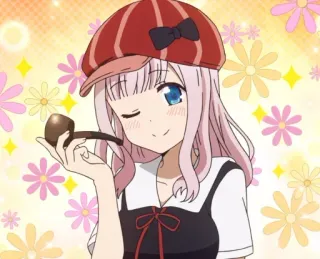 😉 Chika Fujiwara Kaguya-sama: Love Is War 动漫, 千花, 藤原, 辉夜大小姐想让我告白, 恋爱战争, 卡通 telegram sticker