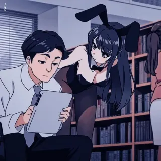 🤨 Mai Sakurajima Rascal Does Not Dream of Bunny Girl Senpai 动漫, 兔女郎, 兔女郎装, 图书馆, 青春猪头少年不会梦到兔女郎学姐, 樱岛麻衣 telegram sticker