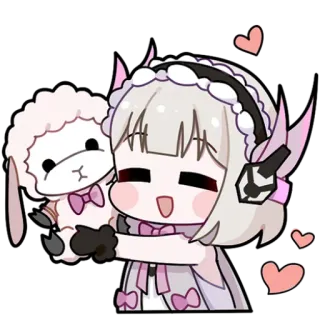 🐑 アニメ, 女の子, 羊, かわいい, 可愛い, ハート telegram sticker