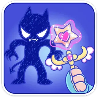 😈 demonio, varita mágica, corazón, estrella, dibujos animados, fantasía, lindo telegram sticker