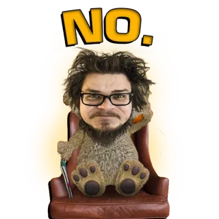 🙅‍♂️ NO. no, negación, rechazo, desacuerdo, hombre, oso, silla telegram sticker
