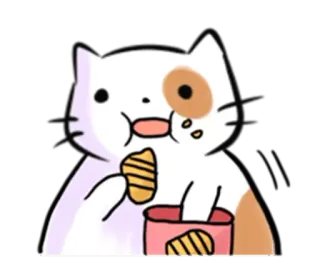 😋 chat, manger, chips, snack, mignon, kawaii telegram sticker