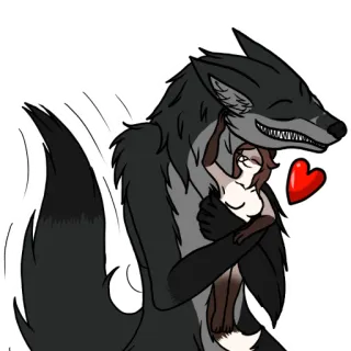 ❤️ furry, wolf, hug, love, cartoon, anthropomorphic telegram sticker