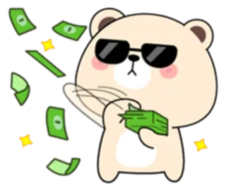 😚 gấu, tiền, tiền mặt, giàu, ngầu, kính râm telegram sticker