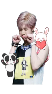 😭 cartoon, sticker, heart, cute, person, panda, rabbit telegram sticker
